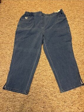 Quacker Factory Navy Relaxed Elastic Waist Jeans